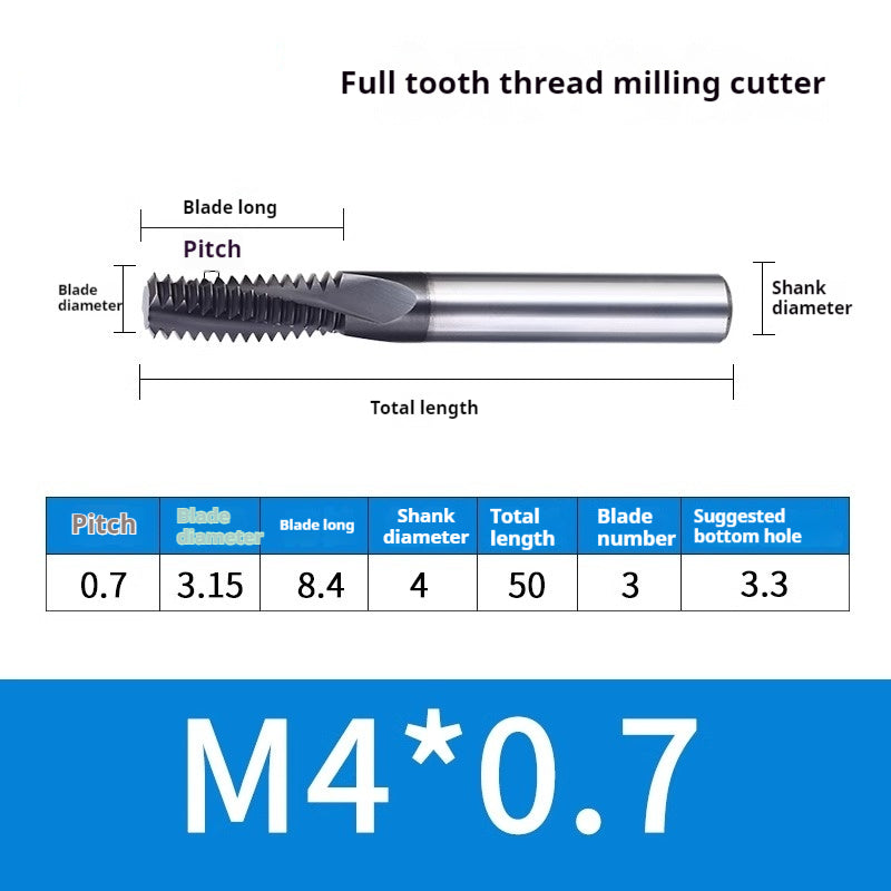 2034-65° three-tooth thread milling cutter, tungsten steel alloy end mill, tooth milling cutter, three-edged coating, M2M3M4M6 CNC cutter Shandong Denso Pricision Tools Co.,Ltd.